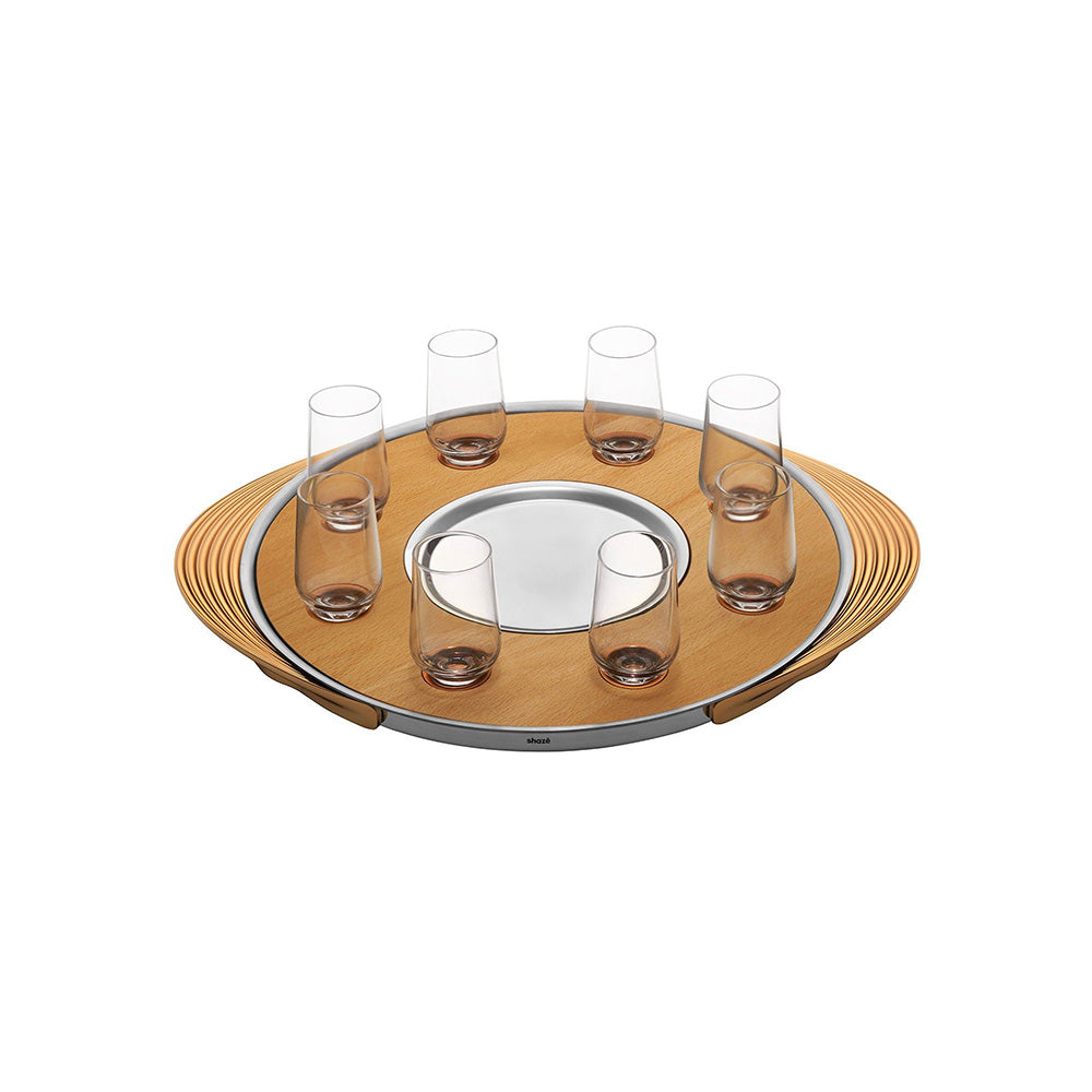 Shaze Turntable Shot Tray Natural Shot Glasses