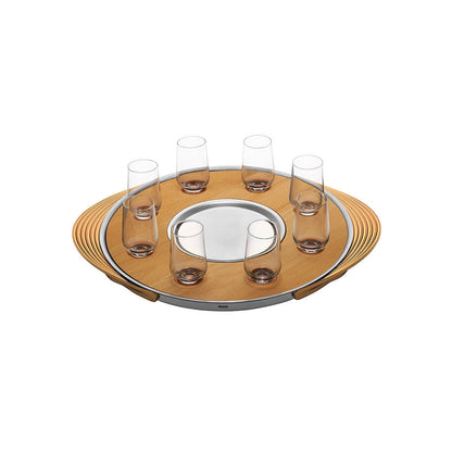 Shaze Turntable Shot Tray Natural Shot Glasses