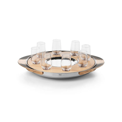 Shaze Turntable Shot Tray Natural Shot Glasses