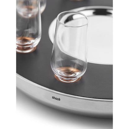 Shaze Turntable Shot Tray Walnut Shot Glasses