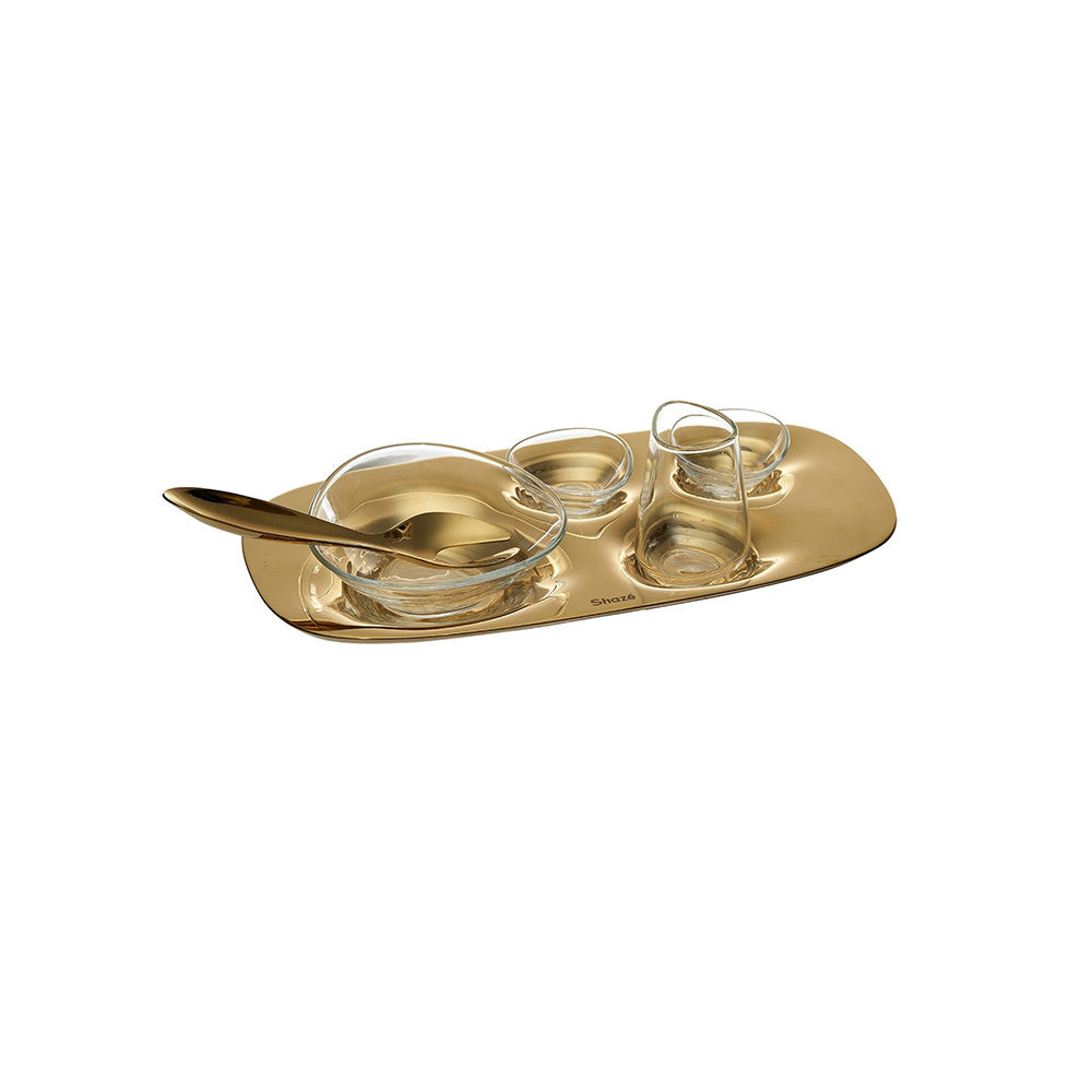 Shaze The Array Stainless Steel Platter - Gold