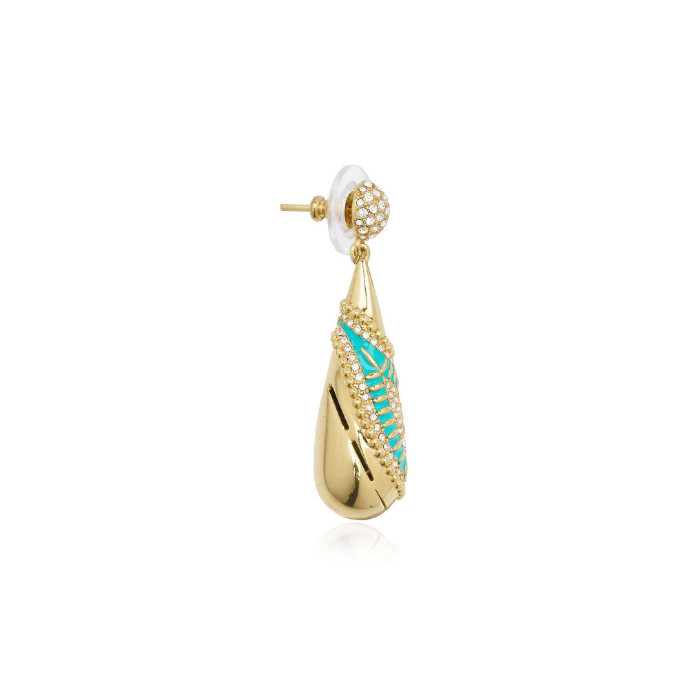 Shaze Bari Enamelled Green Earrings
