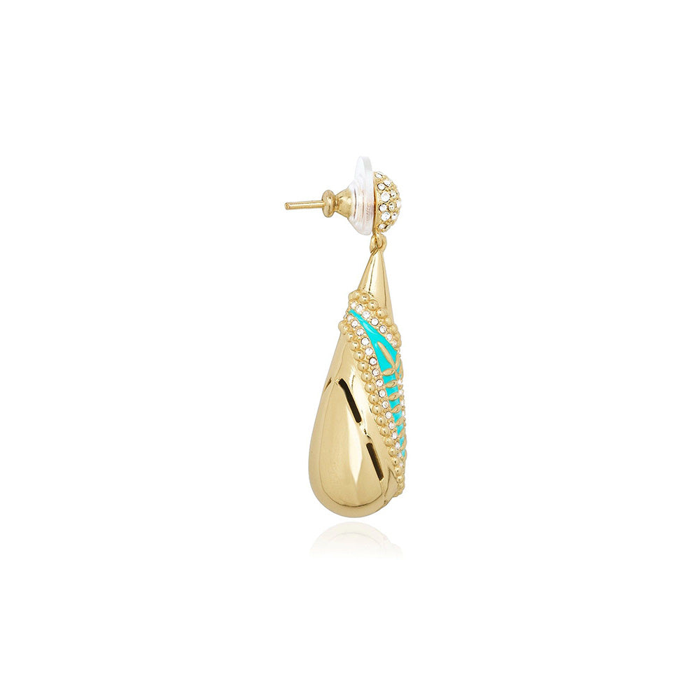 Shaze Bari Enamelled Green Earrings