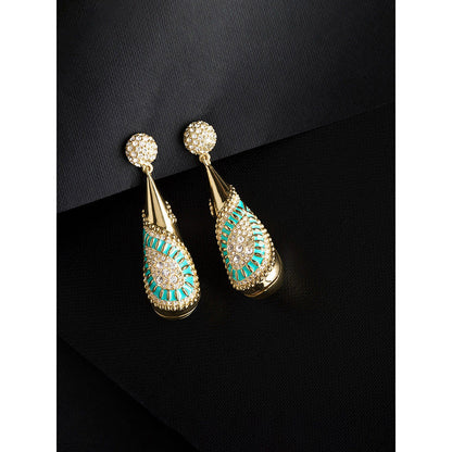 Shaze Bari Enamelled Green Earrings