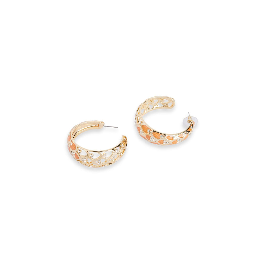 Shaze Fresia Zircon Studded Orange Earrings