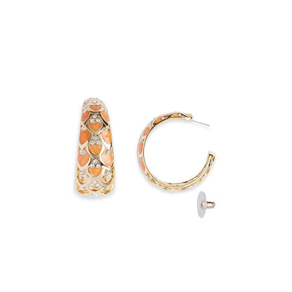 Shaze Fresia Zircon Studded Orange Earrings