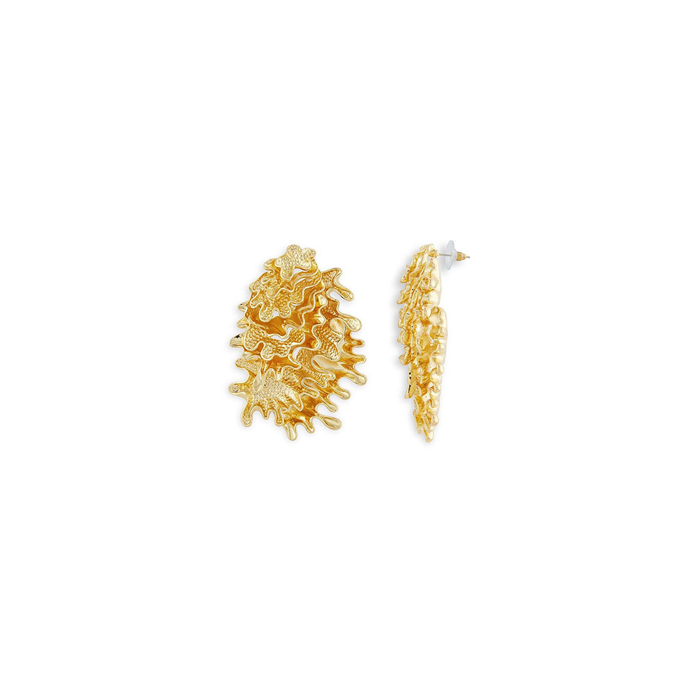 Shaze Metamorphosis Rippled Gold Earrings