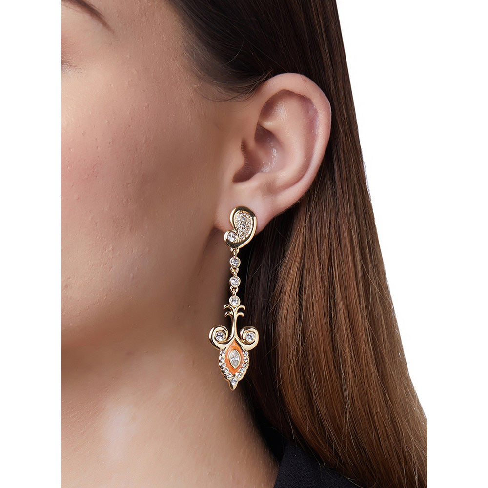 Shaze Sesto Enamelled Orange Earrings