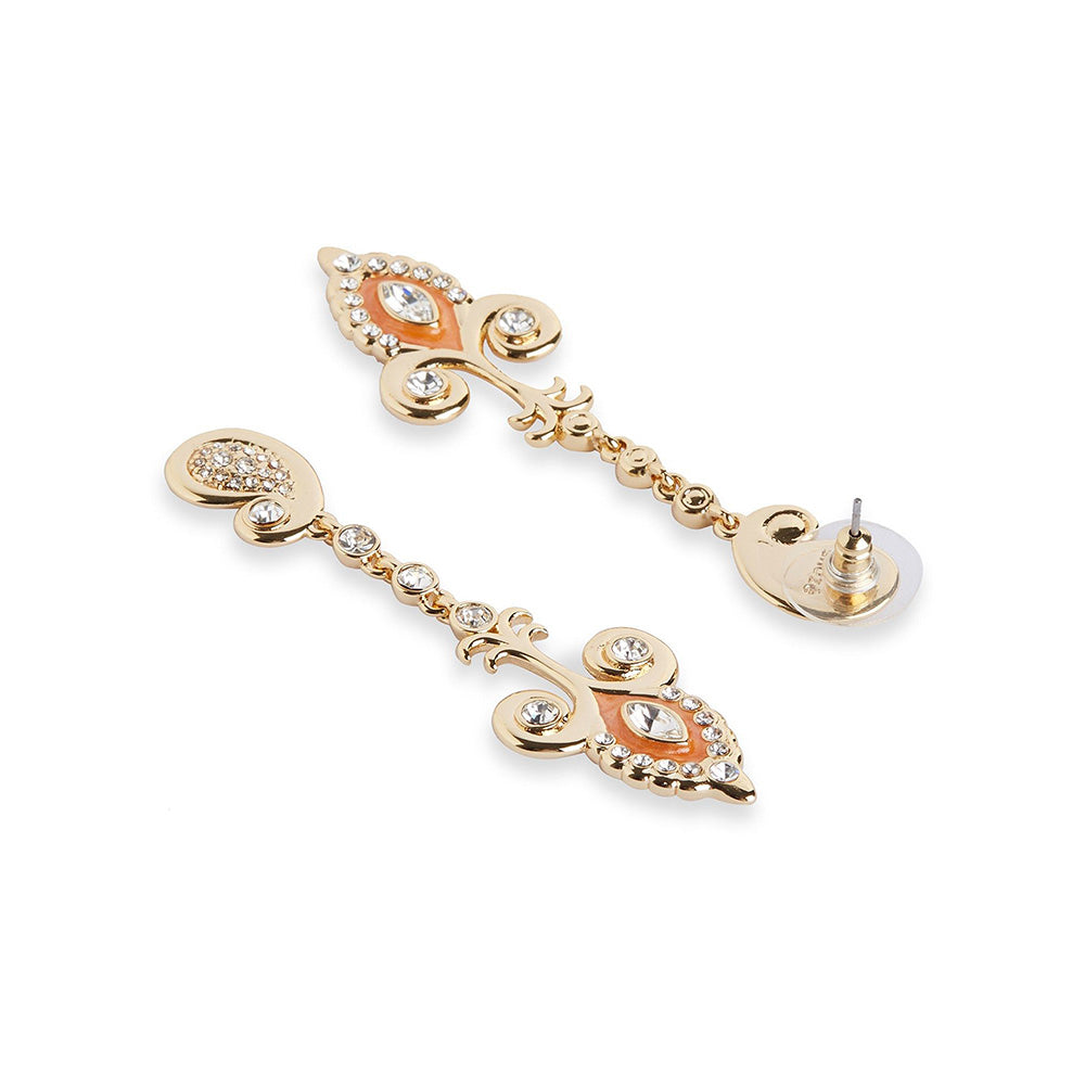 Shaze Sesto Enamelled Orange Earrings
