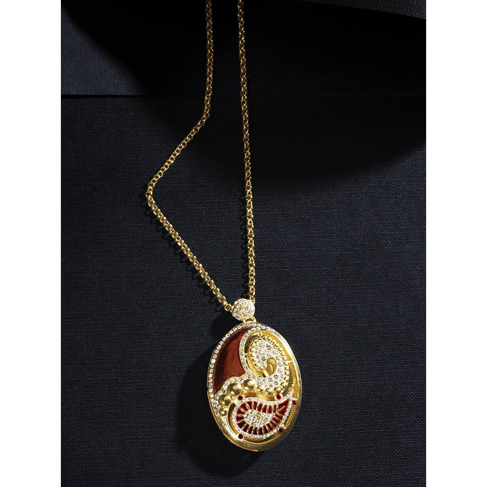 Shaze Marsala Enamelled Red Pendant