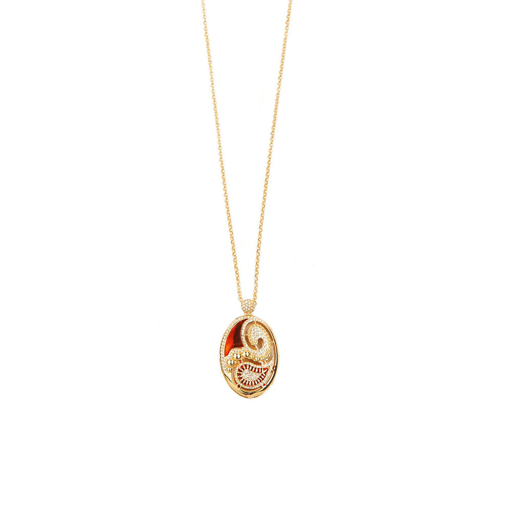 Shaze Marsala Enamelled Red Pendant