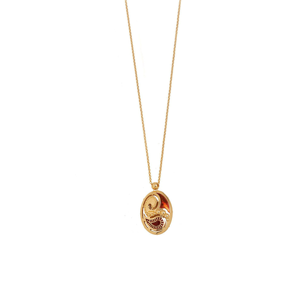 Shaze Marsala Enamelled Red Pendant
