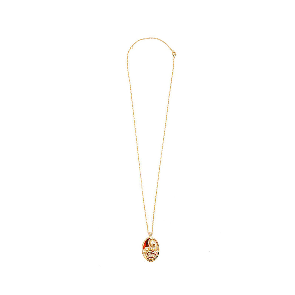 Shaze Marsala Enamelled Red Pendant