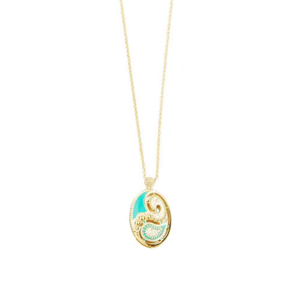 Shaze Marsala Enamelled Turquoise Pendant