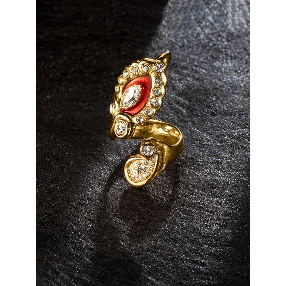 Shaze Anzio Enamelled Maroon Ring