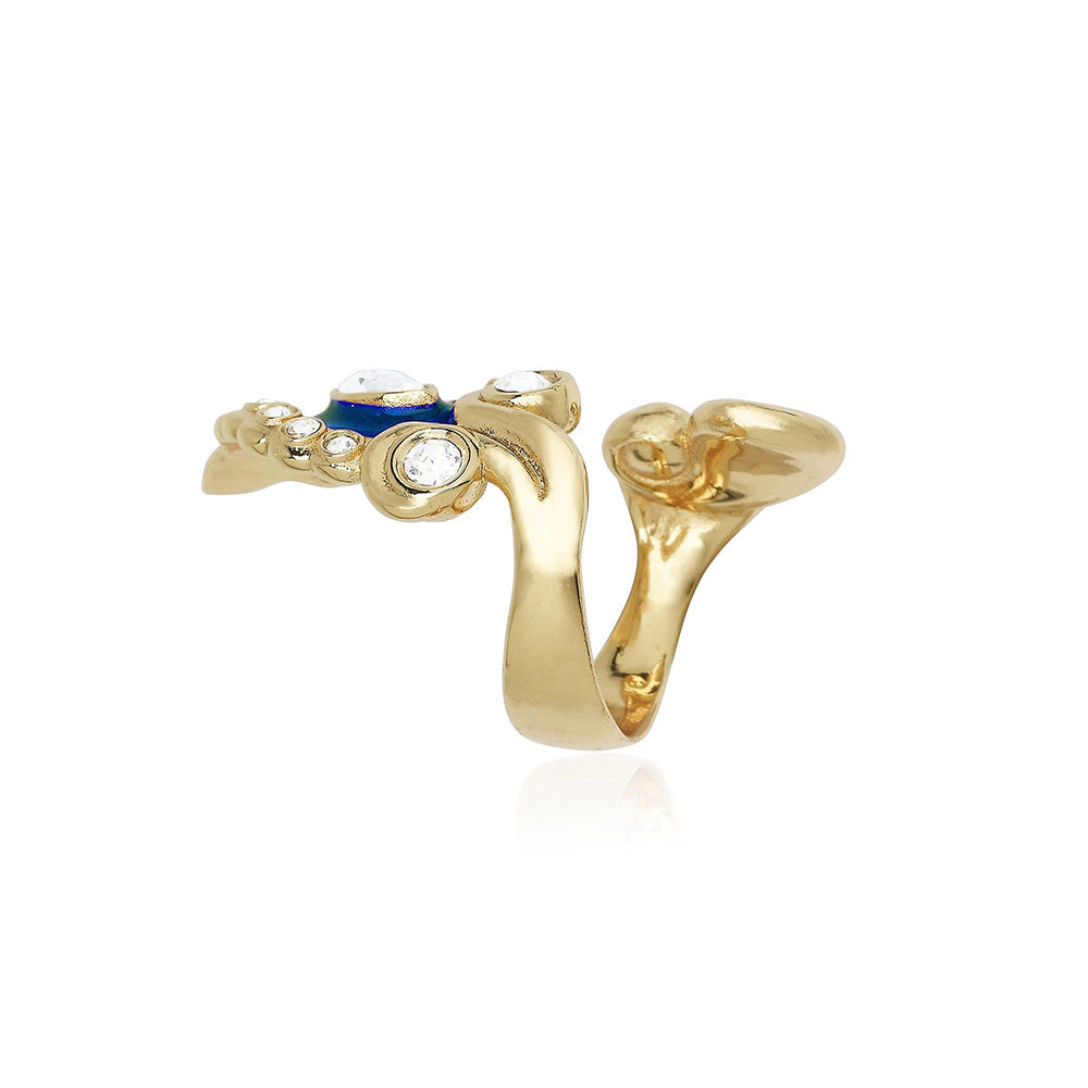 Shaze Anzio Enamelled Navy Blue Ring