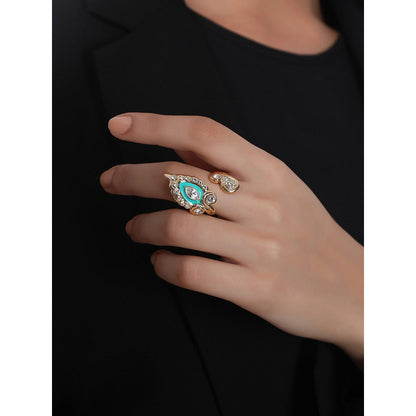 Shaze Anzio Enamelled Turquoise Ring