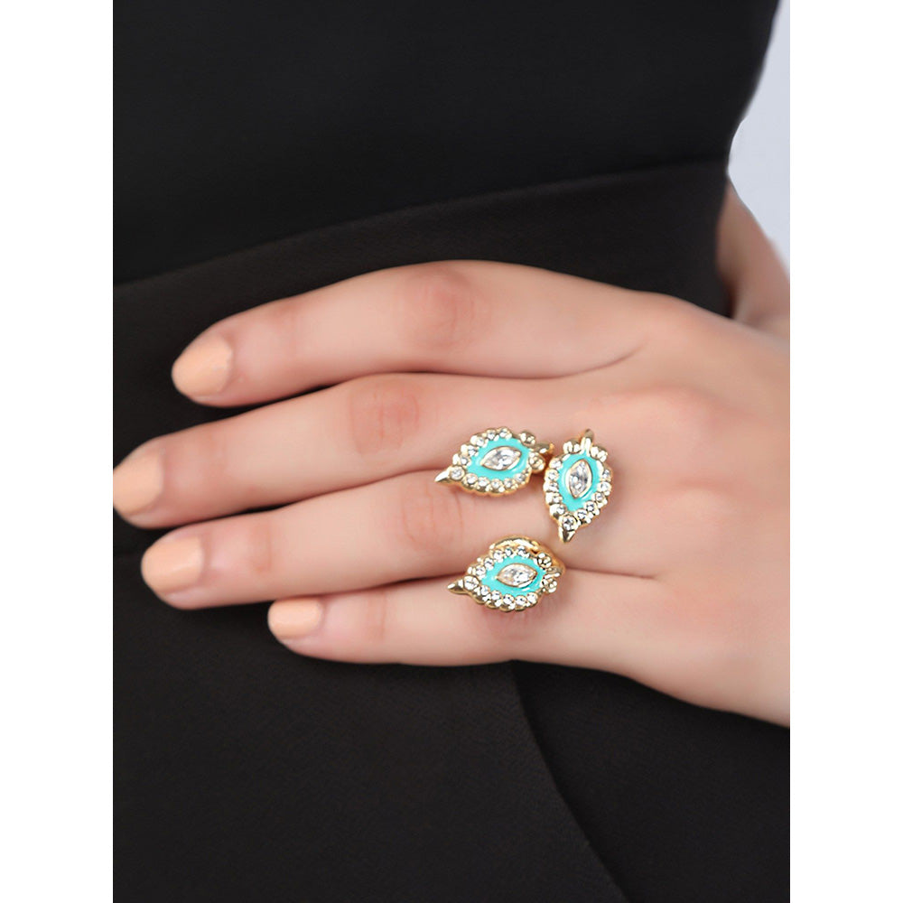 Shaze Monza Enamelled Turquoise Ring
