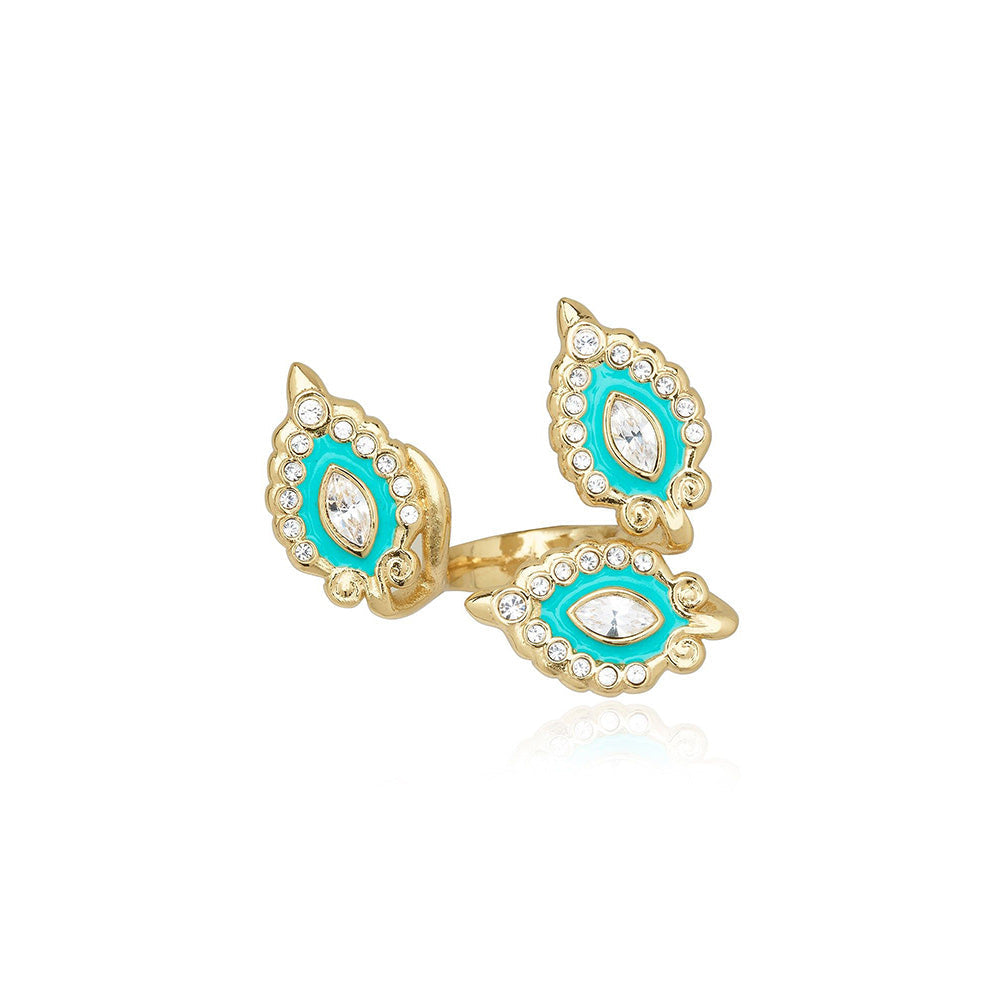 Shaze Monza Enamelled Turquoise Ring