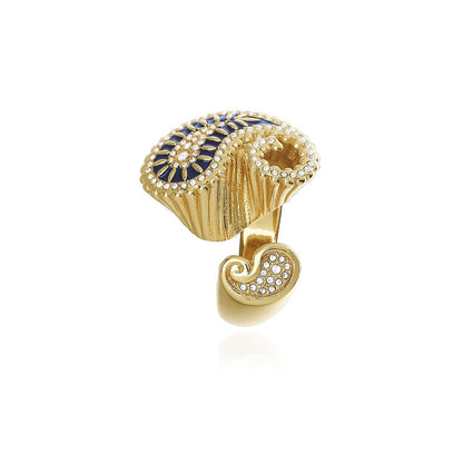 Shaze Prato Zircon Studded Navy Blue Ring