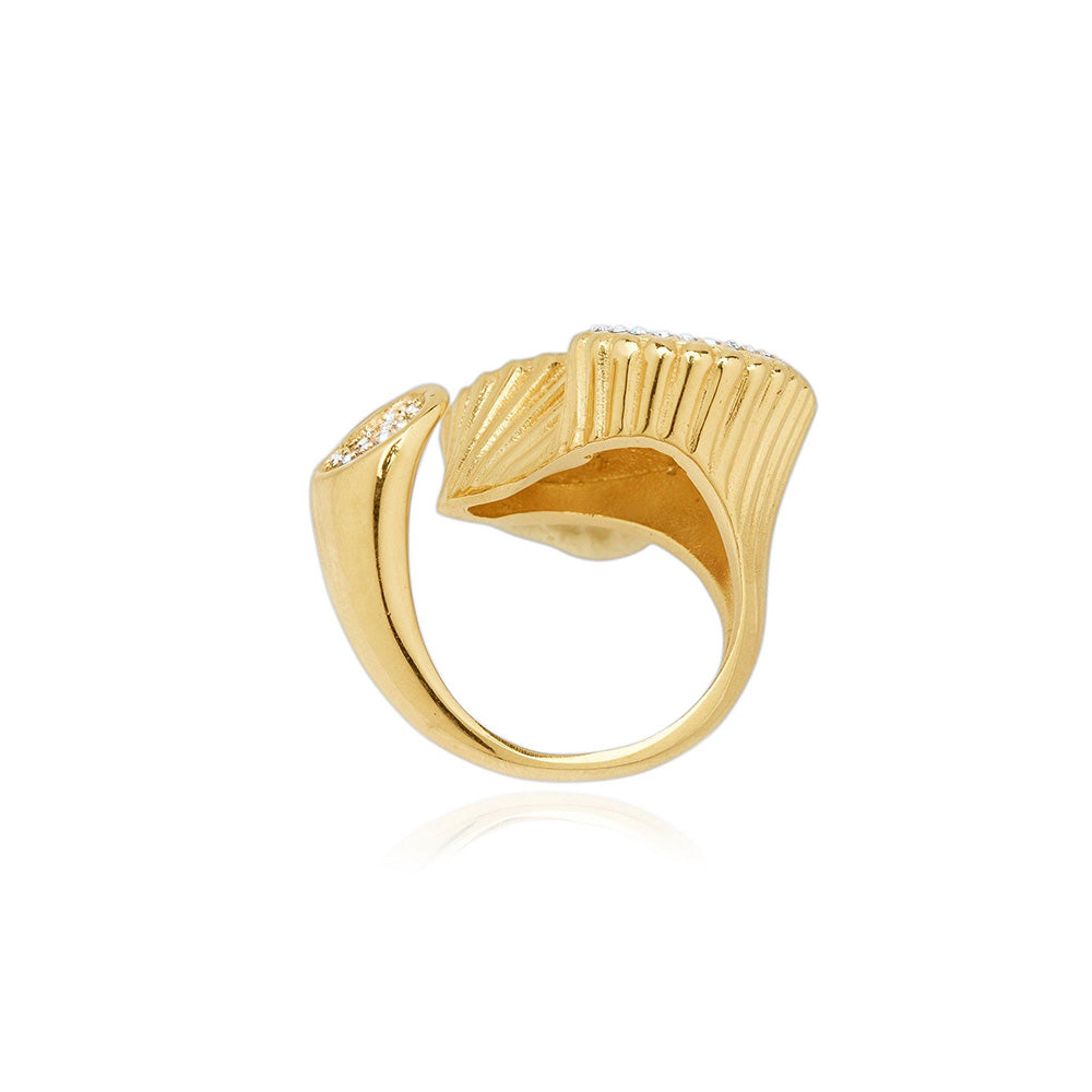 Shaze Prato Zircon Studded Navy Blue Ring