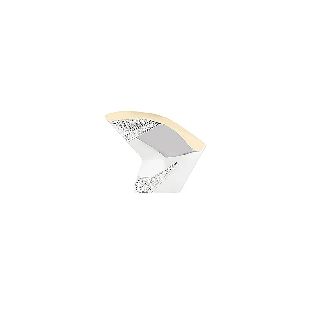 Shaze Adjuvant Edgy Ring Made of Brass Cubic Zirconina Stones Ring Size 6