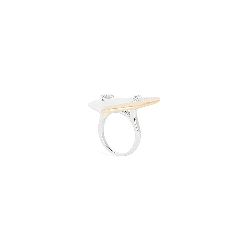 Shaze Adjuvant Edgy Ring Made of Brass Cubic Zirconina Stones Ring Size 6