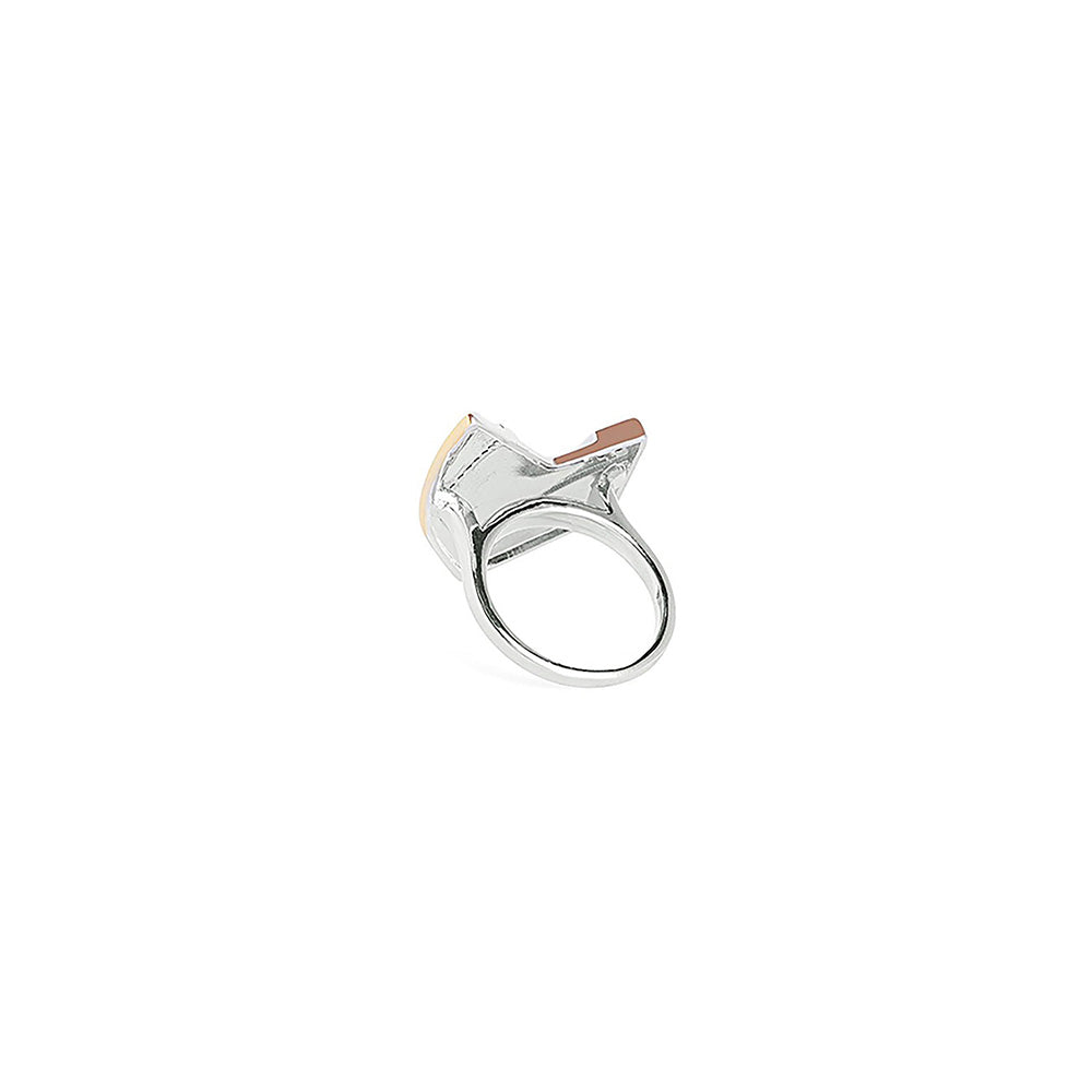 Shaze Adjuvant Edgy Ring Made of Brass Cubic Zirconina Stones Ring Size 6