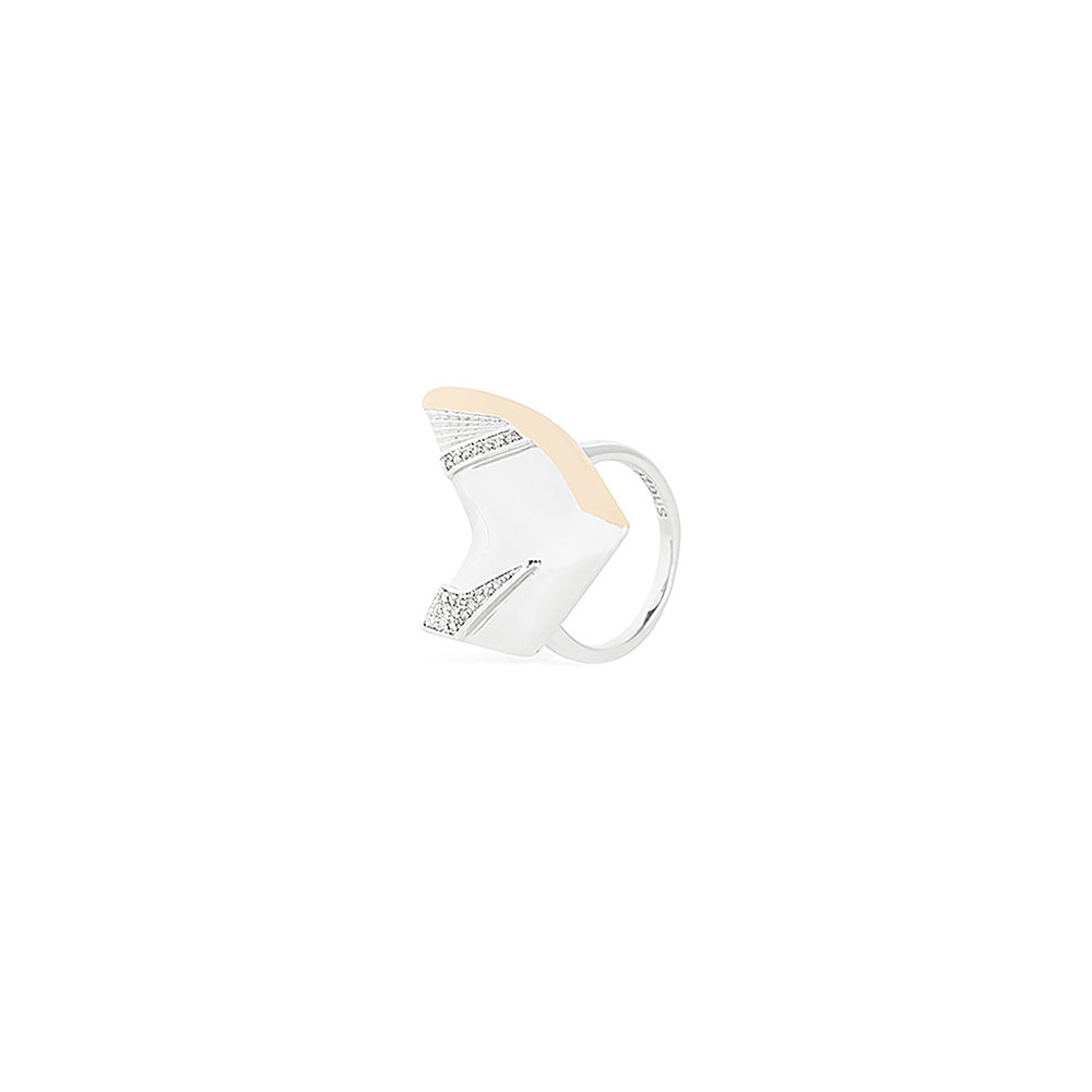 Shaze Adjuvant Edgy Ring Made of Brass Cubic Zirconina Stones Ring Size 8
