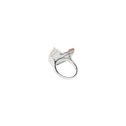 Shaze Adjuvant Edgy Ring Made of Brass Cubic Zirconina Stones Ring Size 8