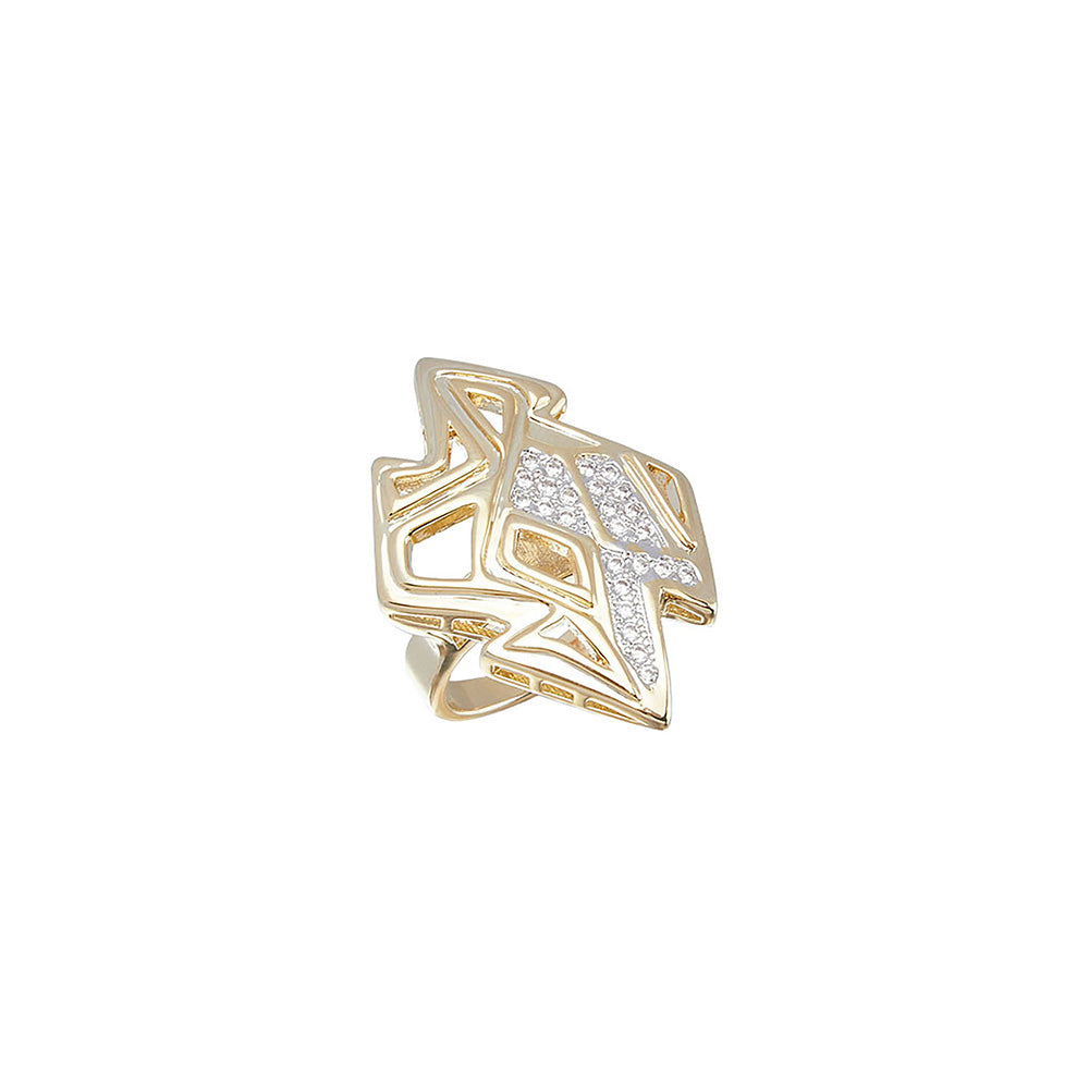 Shaze Amoeba Casual Ring Made of Brass Cubic Zirconina Stones Ring Size 6