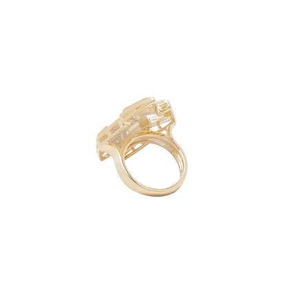 Shaze Amoeba Casual Ring Made of Brass Cubic Zirconina Stones Ring Size 6