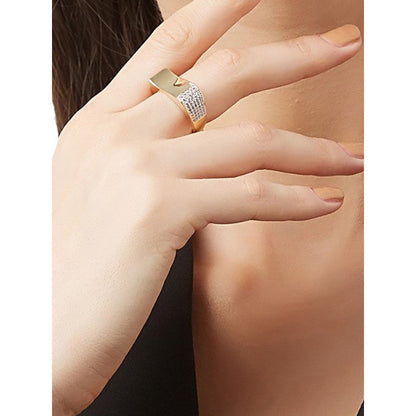 Shaze Classic Unique Ring Made of Brass Cubic Zirconina Stones Ring Size 5