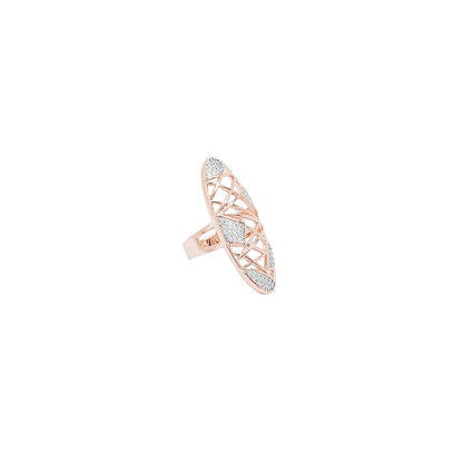 Shaze Oval Long Ring Made of Brass Cubic Zirconina Stones Ring Size 6