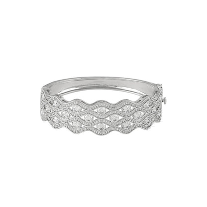Shaze Cubic Zirconia Silver Plated Winding Cuff Bracelet