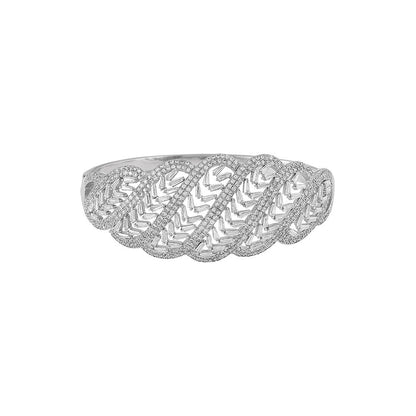 Shaze Cubic Zirconia Silver Plated V- Fluid Bracelet