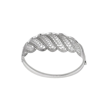 Shaze Cubic Zirconia Silver Plated V- Fluid Bracelet