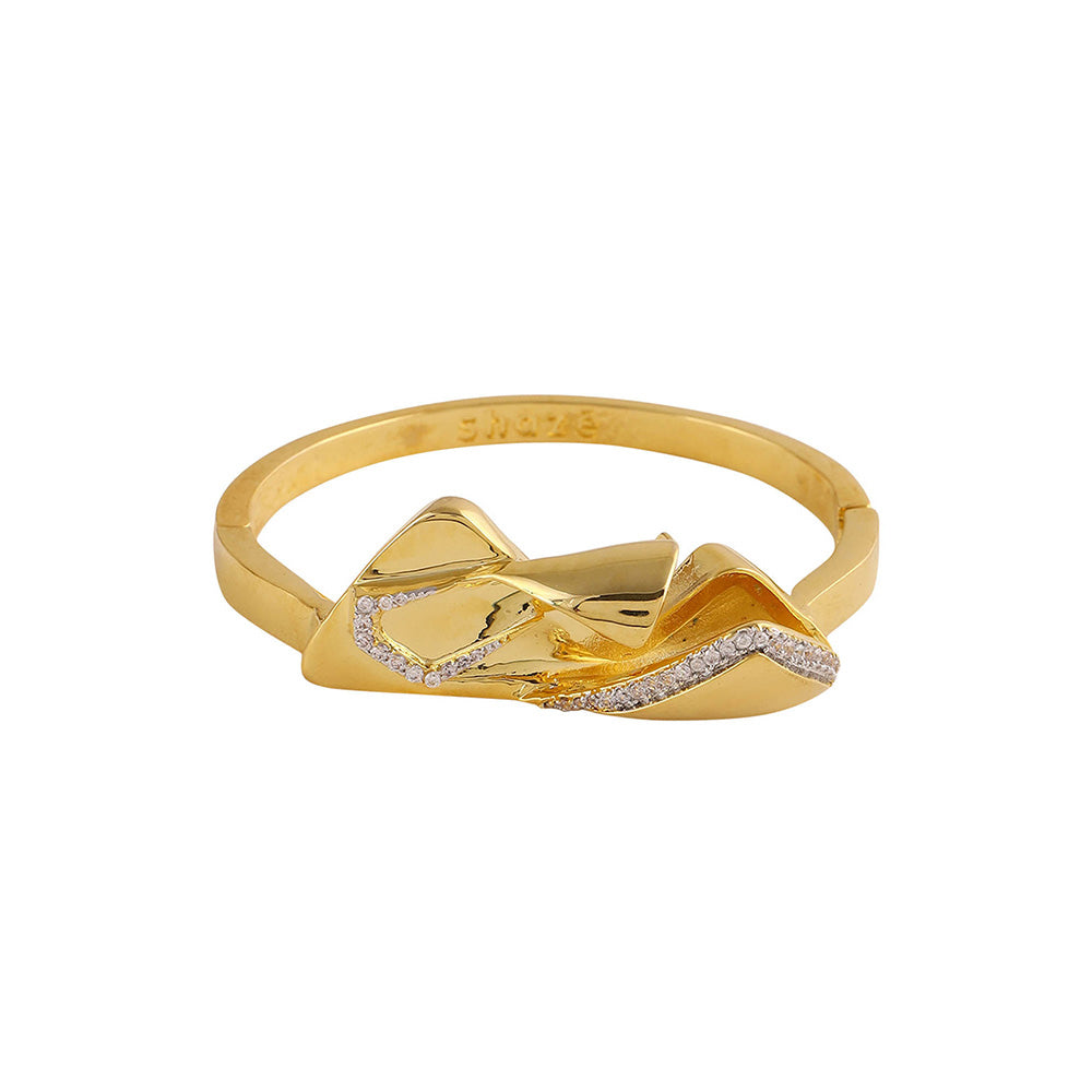 Shaze Cubic Zirconia Gold Plated Big B Bracelet
