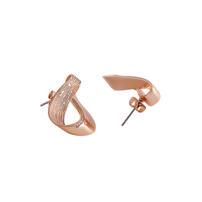 Shaze Cubic Zirconia Rose Gold Plated Geometric Wisp Earing Set