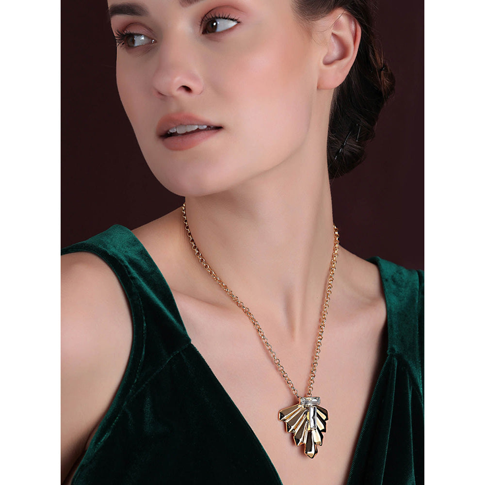 Shaze Cubic Zirconia Gold Plated Sphinx Pendant