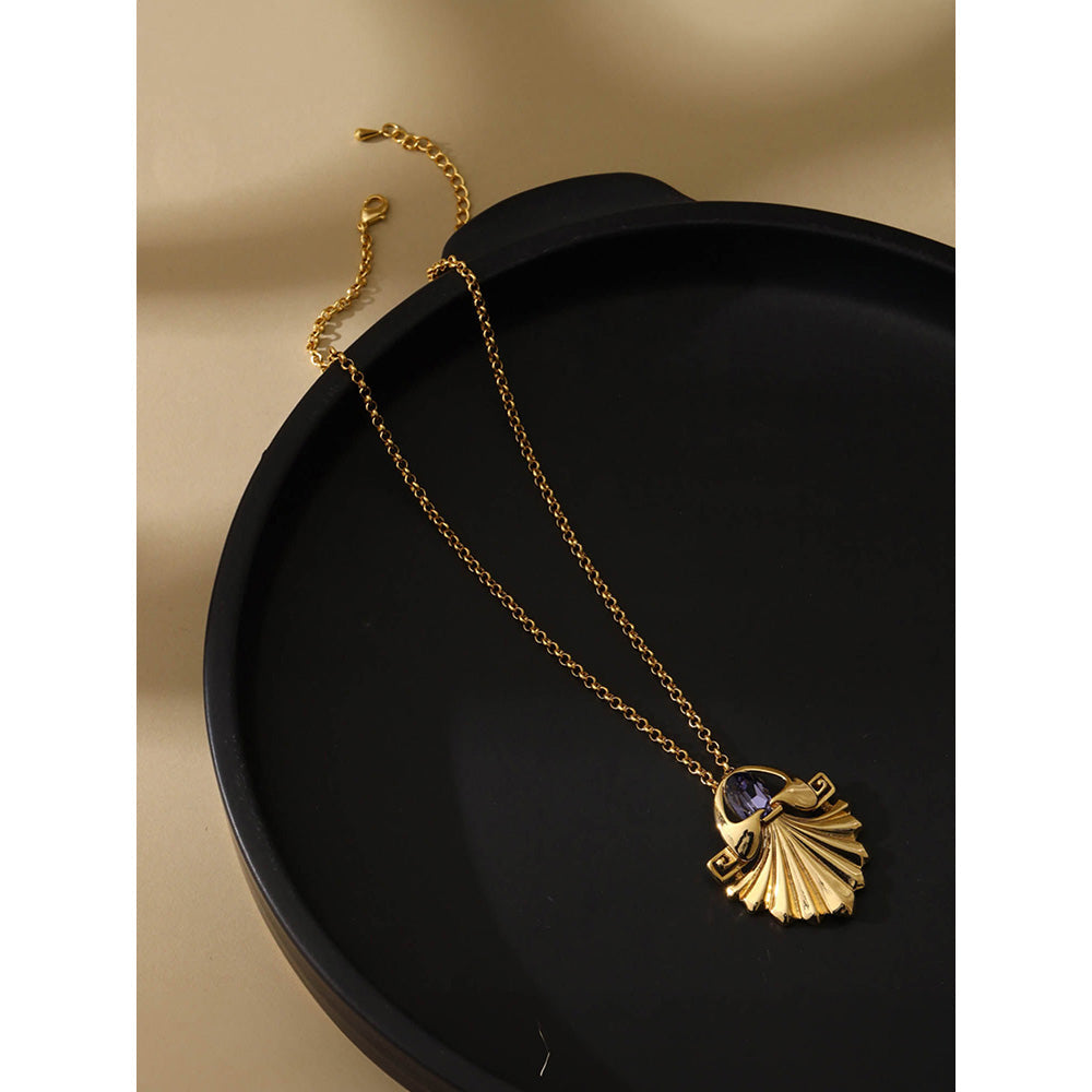 Shaze Blue Cubic Zirconia Gold Plated Starlight Pendant
