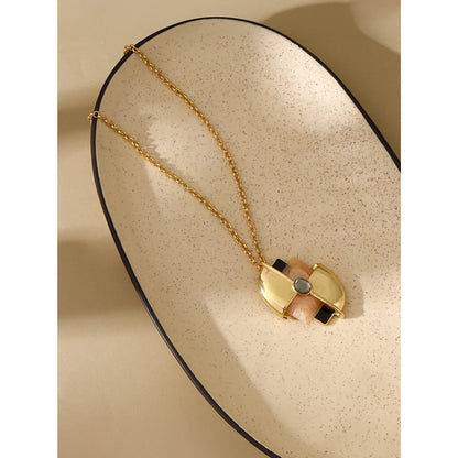 Shaze Pink Artificial Stone Gold Plated Symmetry Pendant