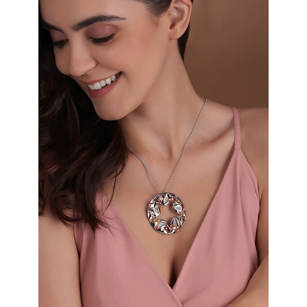 Shaze Orange Artificial Stone Silver Plated Concordant Pendant