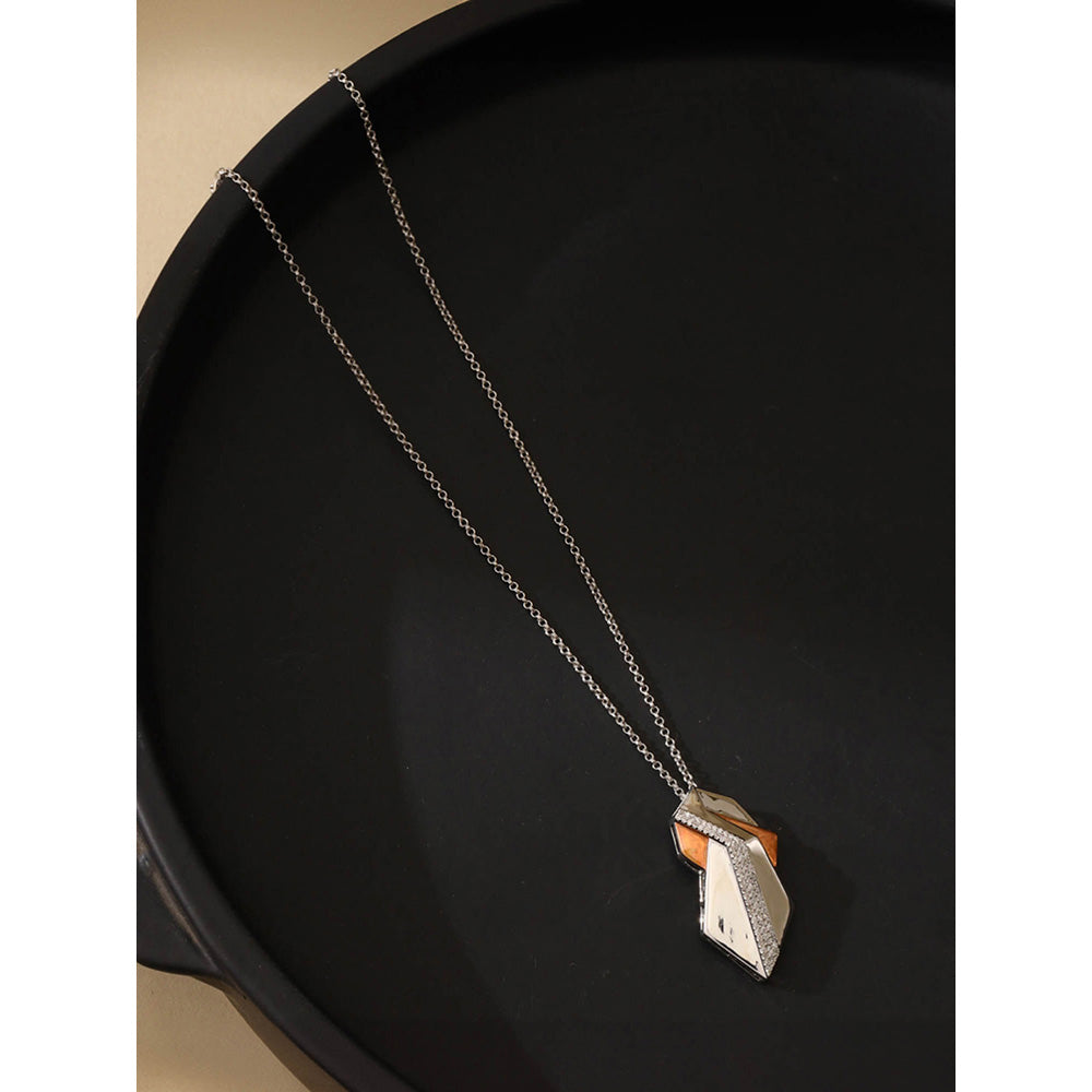 Shaze Artificial Stone Silver Plated Cognizant Pendant