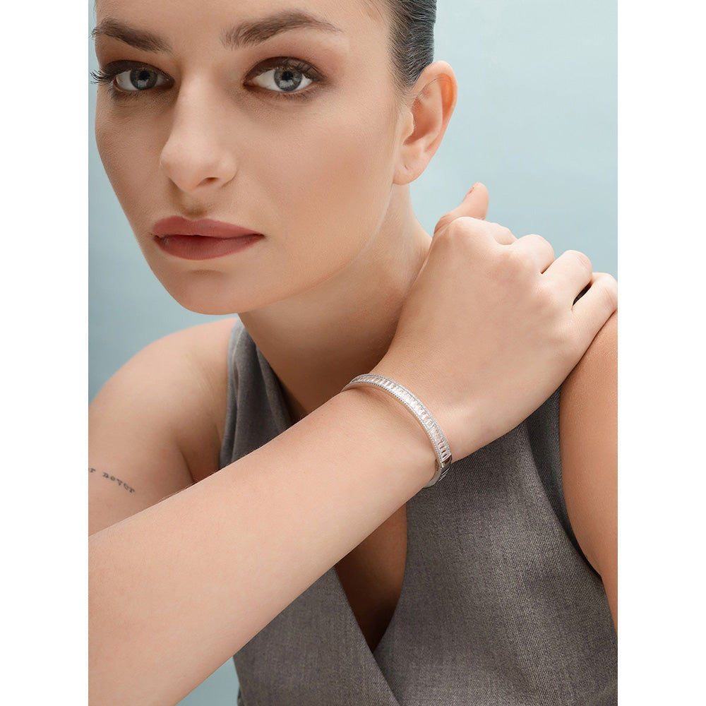 Shaze Ursa Silver White Stone Bracelet