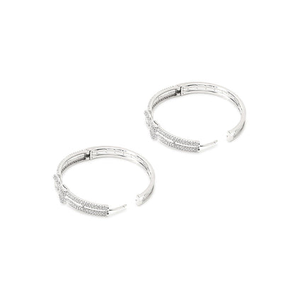 Shaze Orb Hoops White Stone Earrings