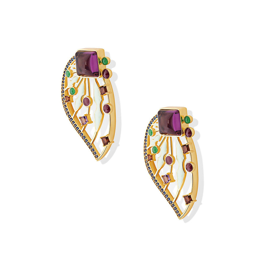 Shaze Gabrielle Wings Multicolor 18K Yellow Gold Plated Italian Crafted Earring