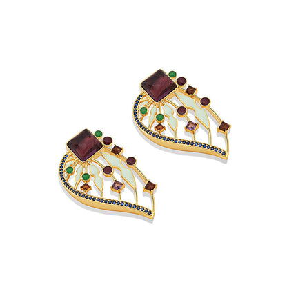 Shaze Gabrielle Wings Multicolor 18K Yellow Gold Plated Italian Crafted Earring