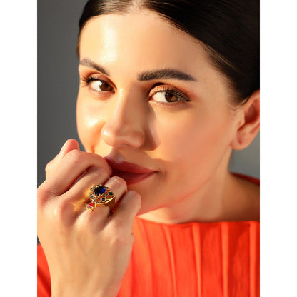 Shaze Garth Multicolor 18K Yellow Gold Plated Italian Crafted Ring