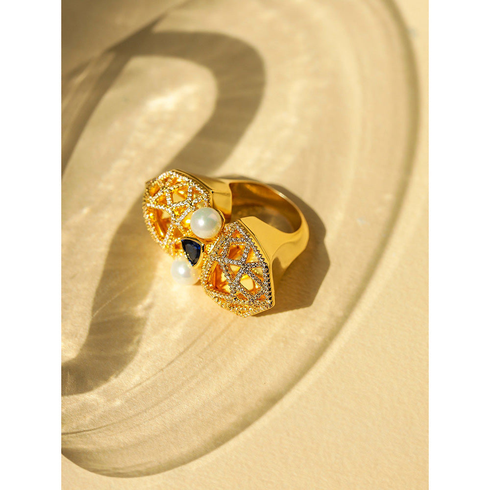 Shaze Felicity Golden 18K Yellow Gold Plated Italian Crafted Ring